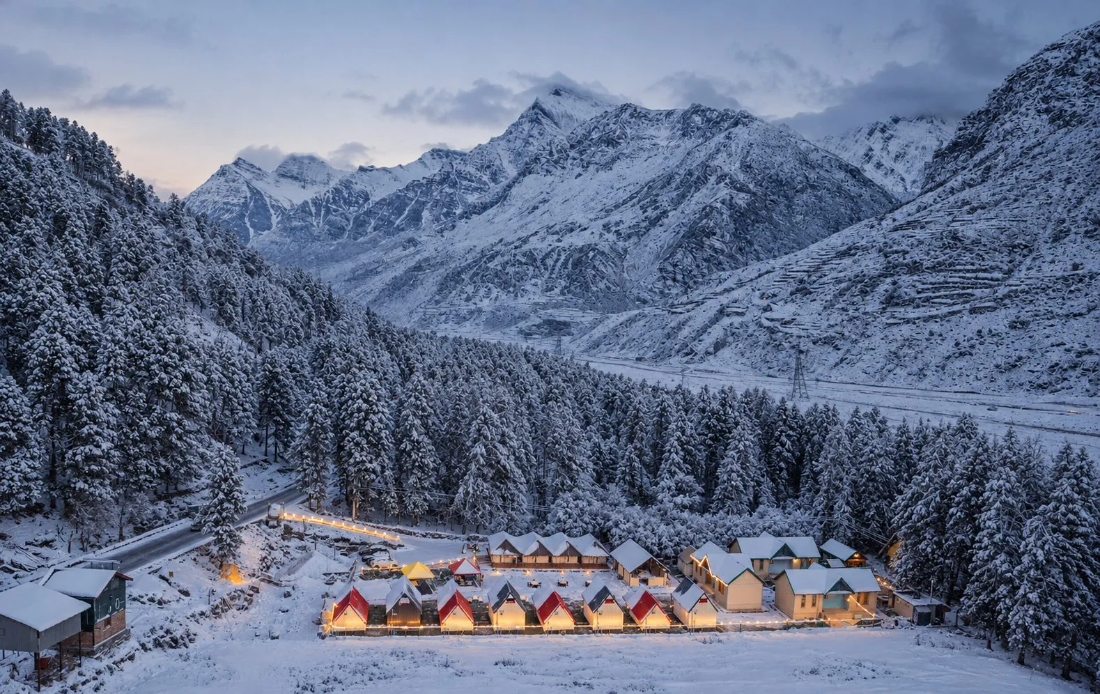 Wake up in the middle of Lahaul Valley surrounded by Himalayan peaks